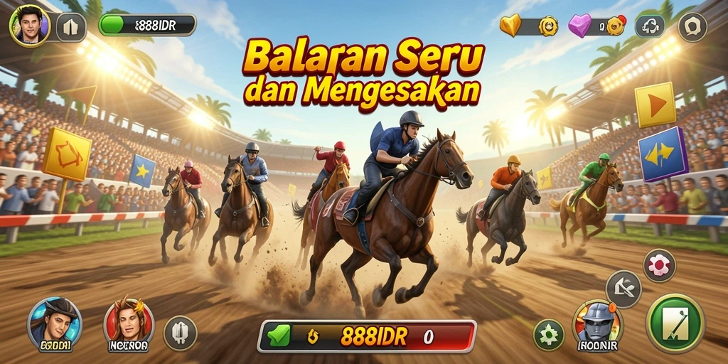 Screenshot gameplay 888IDR menampilkan aksi balapan yang mendebarkan.