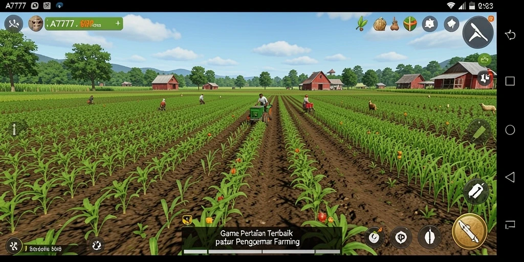 Gameplay menarik A7777 dengan kebun yang subur dan karakter lucu.
