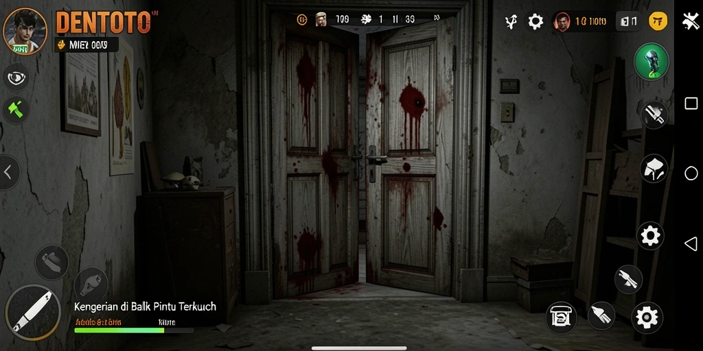Tampilan gameplay DENTOTO yang menakutkan dan mendebarkan.