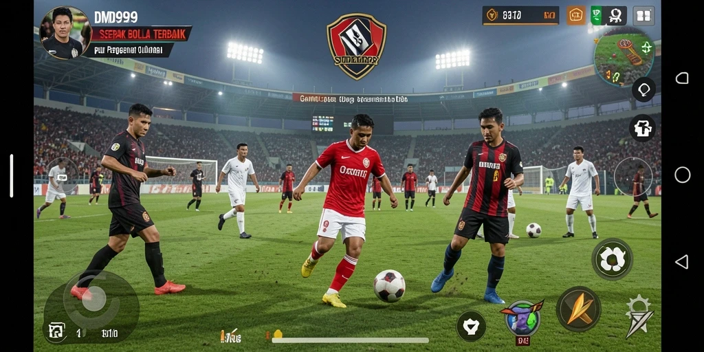 Tampilan gameplay DMD999 yang mendebarkan dan penuh aksi sepak bola.