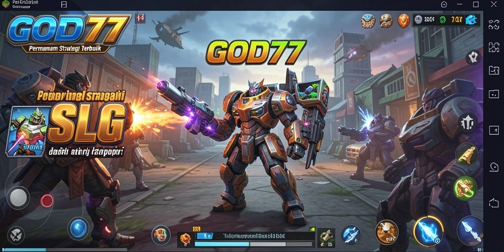 Tangkapan layar menunjukkan pertempuran epik dalam game SLG.