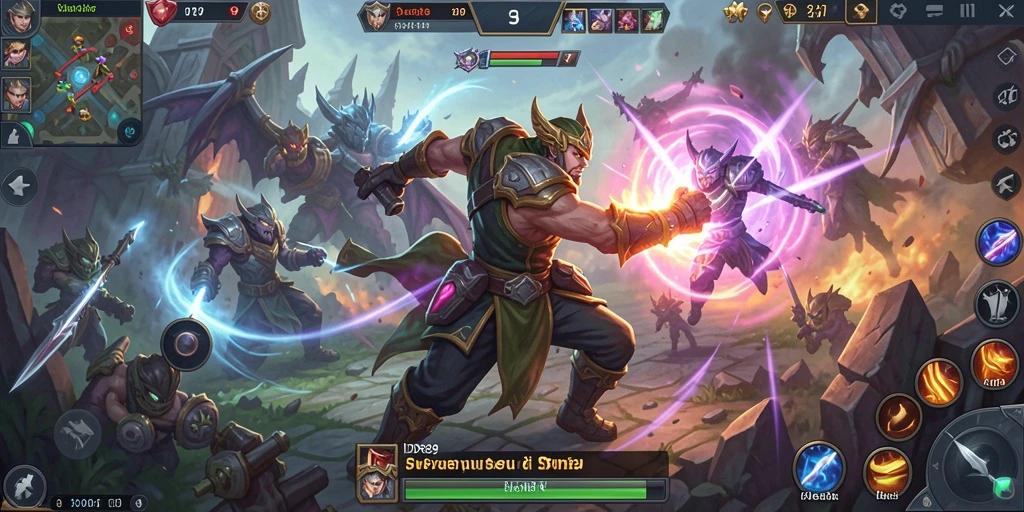 Tangkapan layar permainan IDR89 memperlihatkan pertempuran seru di arena MOBA.