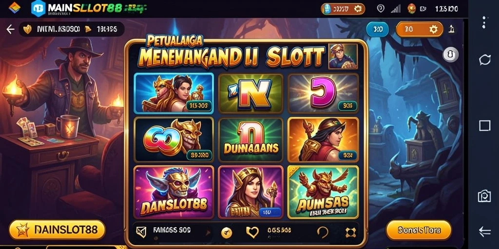 Tampilan gameplay menegangkan dari MAINSLOT88 dengan berbagai karakter petualangan.