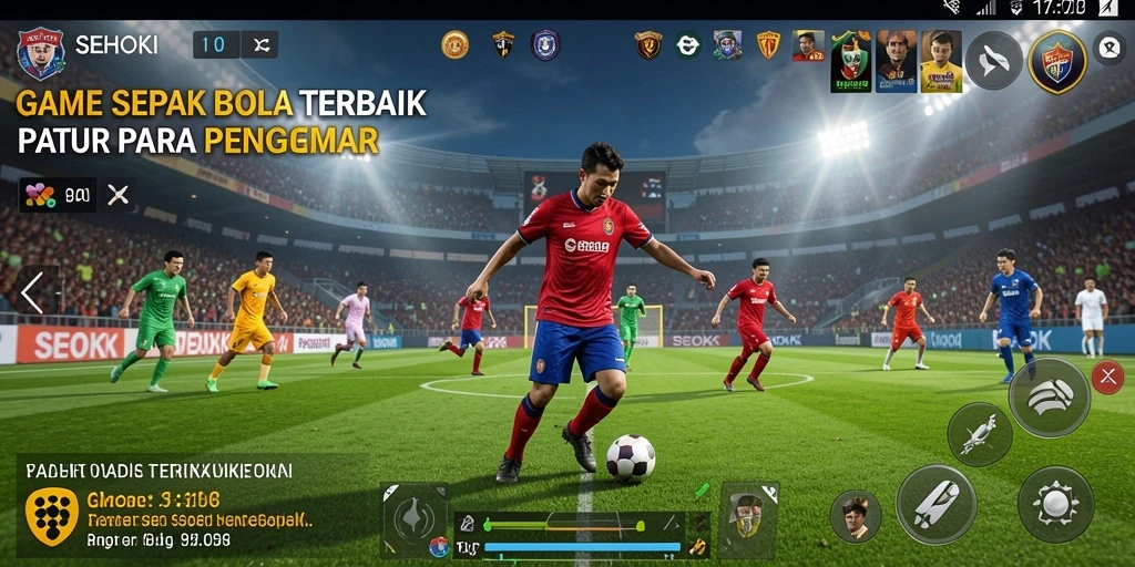Gameplay menarik dalam SEHOKI dengan aksi sepak bola penuh semangat.