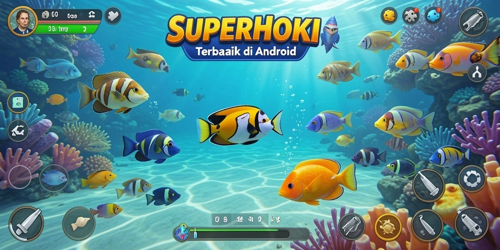 Screenshot SUPERHOKI menampilkan serunya aksi menembak ikan.