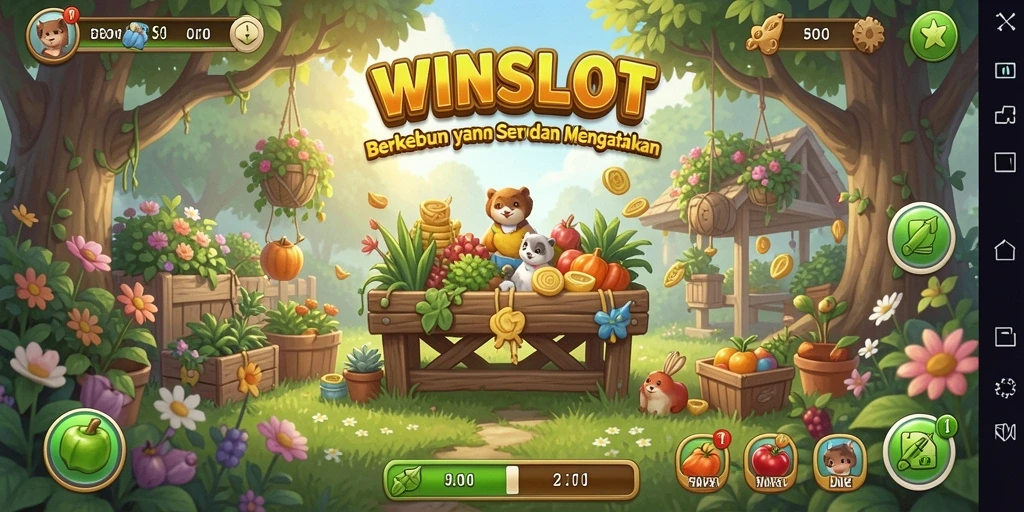 Gambaran gameplay WINSLOT dengan berbagai tanaman dan kebun yang indah.