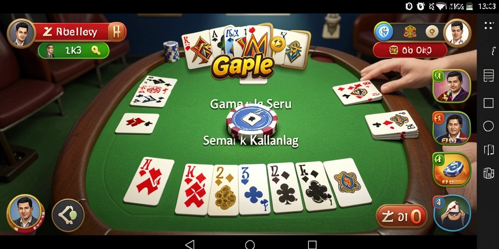 Screenshot gameplay ZK3 menampilkan pertandingan Gaple yang seru.